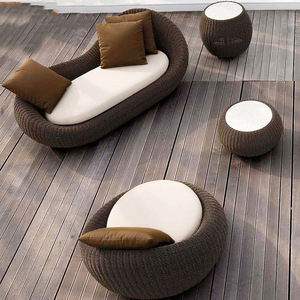 Ensemble de salon de jardin en aluminium et corde, idéal pour villa, collection de meubles de détente d'extérieur, canapé sectionnel, vente chaude - Product Image 2