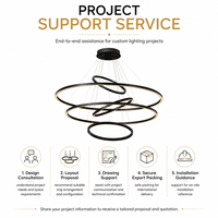 ECOJAS Suspension LED sculpturale à 5 anneaux, température de couleur réglable, intensité variable, garantie 5 ans, pour bibliothèque