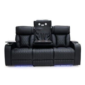Geeksofa Muebles Modernos de Cuero, Sofá Reclinable Eléctrico con Movimiento, Juego de 3, 2 <span class=keywords><strong>y</strong></span> 1 Plazas con Consola <span class=keywords><strong>y</strong></span> Mesa Abatible para Sala de Estar - Product Image 2