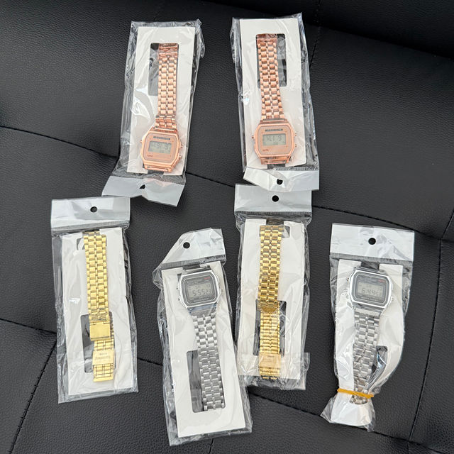 Wholesale Retro Brand Sport Clock Ladies Wristwatch LED Light Alloy Square Digital Watches for Men Women