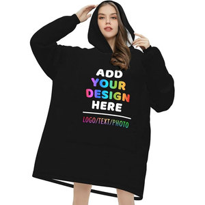 เสื้อฮู้ดผ้าห่มพิมพ์ลายโลโก้ตามสั่ง ขนาดใหญ่พิเศษ สวมใส่ได้ มีกระเป๋า เสื้อกันหนาวสำหรับฤดูหนาว เสื้อผ้าใส่สบายๆ อยู่บ้าน - Product Image 3