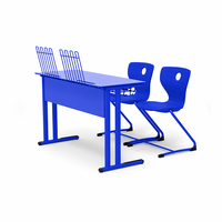 Ensemble de table et de chaises de classe scolaire, chaises d'élève modernes à double siège et table