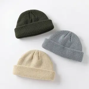 Вязаная шапка на заказ, Мужская облегающая шапка, зимняя шапка для мальчиков, короткая шапка, осенняя теплая облегающая шапка унисекс