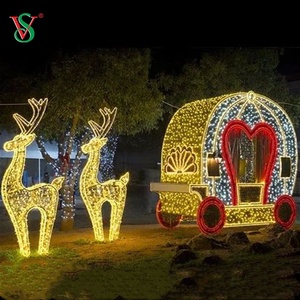Decorazione commerciale all'aperto della strada del giardino di natale bianco ha condotto la luce della carrozza del cavallo - Product Image 6