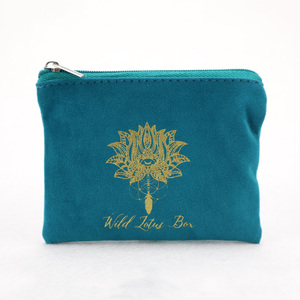 Custom logo Printed Velvet Pouch Bag Jewelry Packaging for Ladies Cosmetic Bag <b>Small</b> Makeup Pouch Velvet Zipper Bag - Product Image 1