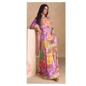 Costume Palazzo à impression numérique Chinon lourd pour vêtements pakistanais de mariée costume Salwar disponible à un prix abordable - Product Image 1