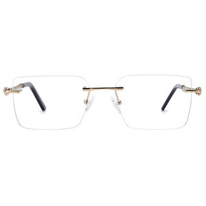 迅速配送、在庫あり、メンズ長方形リムレスメガネ、薄くて柔軟なリムレスメガネ - Product Image 1