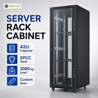 Armoire de serveur 42U 19 pouces, en acier laminé à froid SPCC, revêtement poudré noir, armoire de serveur sur pied