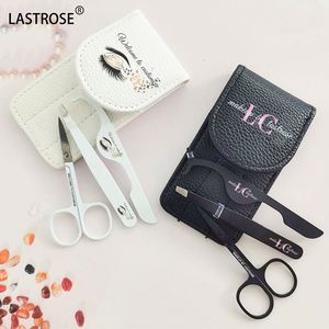 3pc Lash Applicator <b>Tool</b> Kit With Leather Pouch Wholesale Private logo Eyebrow Tweezer Applicator and Eyelash Scissors Set - Product Image 4