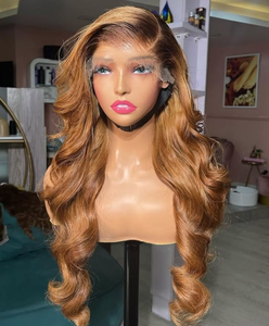 Brunette Auburn Cuivre Ombre Brun Vague de Corps Dentelle Perruque de Cheveux Humains HD 13x6 Dentelle Frontale Perruque Sans Colle Perruque de Cheveux Humains Pré Pincée - Product Image 2