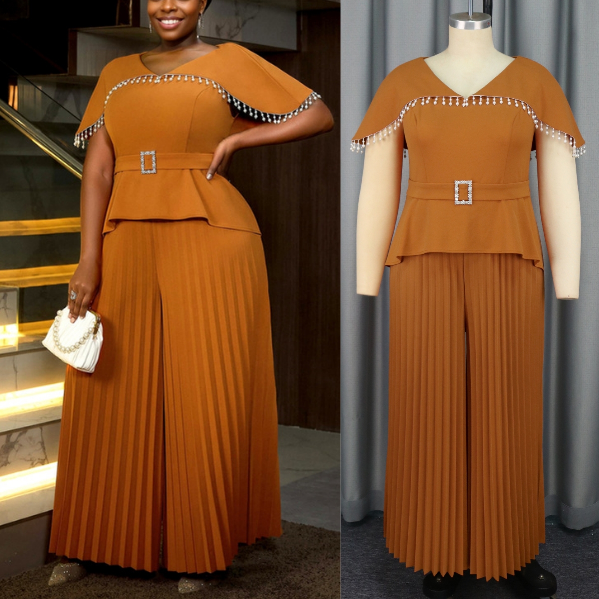 Verified Supplier Pleated Peplum Top Flowing Silhouette