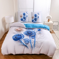 Parure de lit en microfibre unie 100% avec impression numérique, ensemble housse de couette et draps 7D