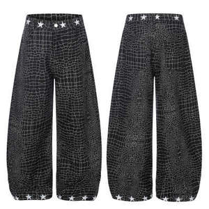 Pantalones Vaqueros Anchos de Mezclilla para Hombre, Estampado de Reptiles, Corte Holgado, Cintura Alta, Estilo Urbano - Product Image 1