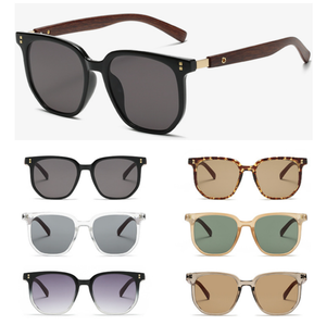 Gafas de Sol Cuadradas de Moda 2025, Montura de Madera TR+ Metal Marrón, Lentes de PC, Ligeras, Protección UV400, Cómodas - Product Image 1