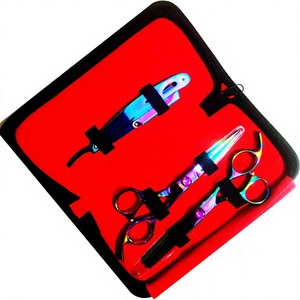 ASAP Kit de coiffure en acier inoxydable pour droitiers, ciseaux de beauté à manche long, lame de double effilage et rasoir de barbier à pointe fine - Product Image 1