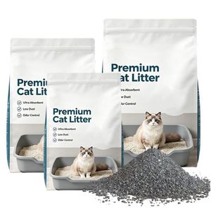 Arena para Gatos de Bentonita OEM de Alta Calidad, Aglutinación Rápida, Bajo Polvo, Fácil de Limpiar, Excelente Control de Olores, Efecto Duradero - Product Image 1