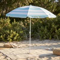 Parasol de marché extérieur rond rayé personnalisé avec impression publicitaire, imperméable en polyester, protection UV50, pour patio et plage