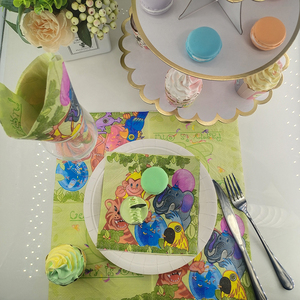 ผ้าเช็ดปากอาหารค่ำลายลิงสัตว์ขนาด33ซม. พิมพ์ลายตามสั่งสำหรับงานปาร์ตี้และโรงแรม - Product Image 3