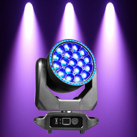 Luz de escenario LED multicontrol con zoom de ojo de abeja grande de 4-50 grados, cabezal móvil con lente giratoria, 19x20W 4 en 1 RGBW, control DMX RDM
