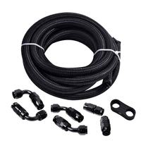 Kit de conduites de carburant tressées en nylon CPE 10FT AN6 0 DEGREE 45 DEGREE 90 DEGREE avec raccords 6AN - NOIR