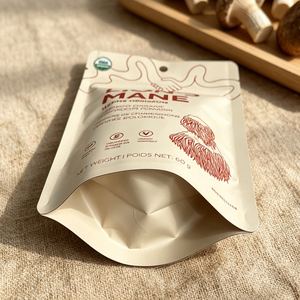 Custom Logo Food Grade Aluminum Foil Moisture Proof Stand Up Zipper Mushroom Powder Packaging Bag With Hang Hole and <b>Window</b> - Product Image 4