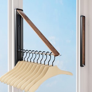 Wall Mounted Telescopic Clothes Drying Rod Folding Rack For Balcony Indoor Use Rectangle Shape Fixed Style Clothing Organizer - Product Image 4