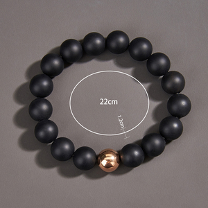 Matte Black Onyx <b>Bracelets</b> for <b>Men</b> Rose Gold Plated <b>Beads</b> Accessories Customized Stainless Steel Jewelry - Product Image 6