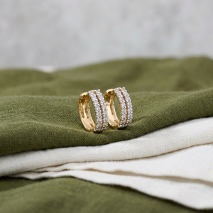 Luxury 18K Gold Plated Diamond <b>Hoop</b> <b>Earrings</b> Women's Everyday Wear Round Brilliant Cut Natural Diamond Jewelry - Product Image 1
