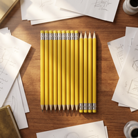 Crayons ronds en bois HB de 7,5 pouces avec gomme colorée, certifiés EN71/ISO, papeterie sûre, fabrication directe usine, support OEM/ODM