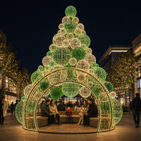 Arche lumineuse LED sphérique empilable or et violet IP65 CE pour extérieur, motif arbre, avec banc intégré pour la décoration de Noël nocturne
