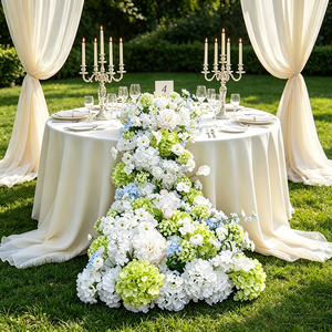 Flores Artificiales DKB de Alta Gama, Camino de Flores de Seda para Bodas, Camino de Flores para el Día de la Madre y Decoración de Fiestas de Cumpleaños - Product Image 1
