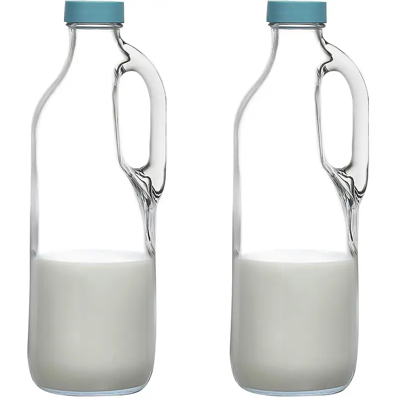 47 унций прозрачная стеклянная бутылка для молока стеклянный кувшин с ручкой и крышкой воздухонепроницаемая для холодильника контейнер для воды для напитков для кухни