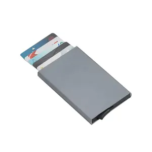 Proveedor de China, billetera de aluminio, bolsillo con bloqueo RFID, clip para dinero, billetera de Metal, funda protectora automática para tarjetas de crédito