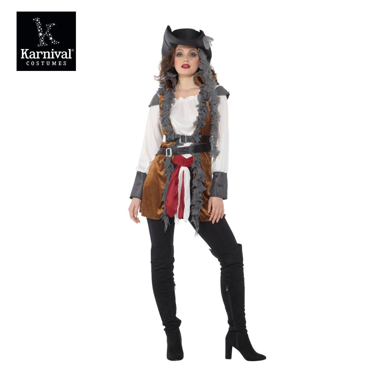 81056 Buccaneer Girl - Top,Waistcoat,Hat,2 Sashes,2 Belts