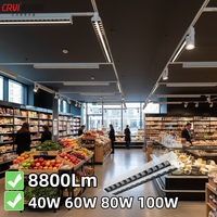 Lampu Sorot Linear LED Komersial 80W untuk Lorong Supermarket, Toko Ritel, Penerangan Rak, Lumen Tinggi 8800Lm