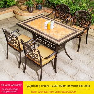 ชุดโต๊ะและเก้าอี้กลางแจ้ง4คนทำจากอลูมิเนียมหล่อแบบทันสมัยสำหรับวิลล่าลานสวนระเบียงเฟอร์นิเจอร์พักผ่อน - Product Image 6