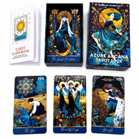 Vente en gros de cartes de tarot Azure Fantasy personnalisées, 78 cartes, divination spirituelle, papier écologique, impression couleur intégrale, boîte cadeau portable