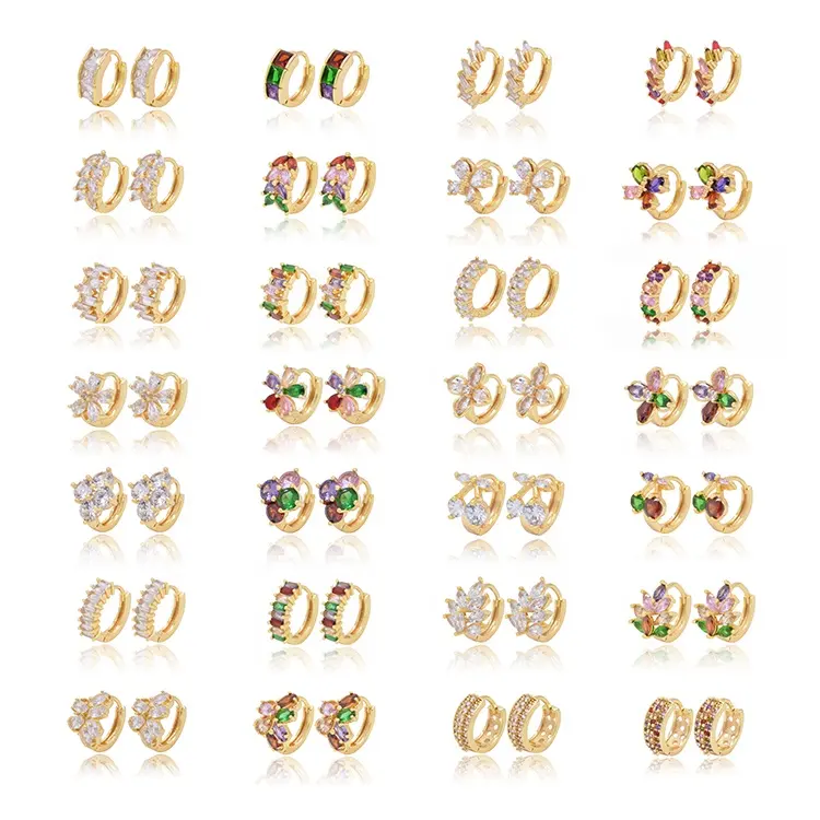 Orecchini di gioielleria raffinata di lusso saudita orecchini Huggie placcati in oro 18 carati orecchini a cerchio con zirconi Aaa per le donne