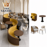 Ensemble de mobilier moderne pour hôtels et restaurants : banquette incurvée sur mesure, tables et chaises de salle à manger pour projets hôteliers