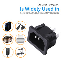 Prise de courant industrielle C14, rallonge à 3 broches, porte-fusible simple, bande de prises électriques, 250V/10A, nylon PA66, circuits intégrés PC, LZ-14-2B, PLCC