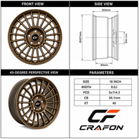 Jantes forgées monobloc CF 18 19 pouces 5x114.3 PCD compatibles Subaru WRX STI VB VAB GRB GVB GC8 moyeu personnalisé ODM