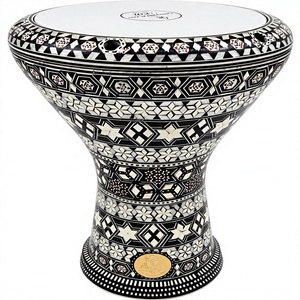 Gawharet El Fan, Tambor de Mano Egipcio Geométrico Negro Hecho a Mano de 17.5 Pulgadas, con Sonido Potente, para Darbuka y Doumbek - Product Image 1