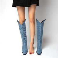 Bottes de cowboy pour femme, chaussures Sexy de styliste, longues, à hauteur des genoux, pour l'hiver