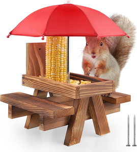 Katı ahşap sincap besleyici şemsiye hafif asılı ahşap sincap besleme istasyonu ile katı ahşap vidalar hayvan mama kabı ve besleyici - Product Image 2