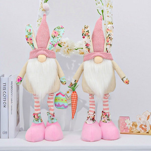 Standing <b>Easter</b> Gnome Plush With Bunny Ears Long Legs Handmade Swedish Tomte for Spring Farmhouse Home Decor Holiday Party <b>Gift</b> - Product Image 3