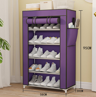 Meuble à chaussures moderne à 6 niveaux, anti-poussière, multifonctionnel, avec housse non tissée, facile à assembler, pour l'entrée