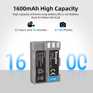 แบตเตอรี่กล้องแบบชาร์จไฟได้ KingMa รุ่น <span class=keywords><strong>EN</strong></span>-<span class=keywords><strong>EL3E</strong></span> ความจุ 1600mAh แบตเตอรี่ดิจิตอล 7.4V สำหรับกล้อง <span class=keywords><strong>Nikon</strong></span> D90 D80 - Product Image 2