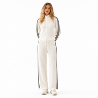 Ensemble deux pièces en maille pour femme : cardigan zippé à col montant et pantalon large – Vêtements de créateur pour le printemps