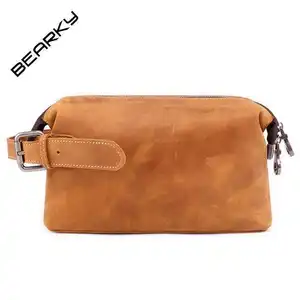 Nouvelle marque privée Premium maquillage organisateur sac Dopp Kit rasage en cuir véritable pratique hommes en cuir voyage belle trousse de toilette