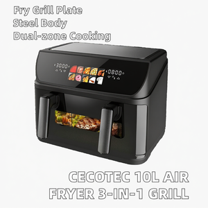 <span class=keywords><strong>Cecotec</strong></span> Freidora de <span class=keywords><strong>Aire</strong></span> y Parrilla de Acero Inoxidable 10L (Cecofry&Grill Duoheat 10000) 2800W 3 en 1 Freidora/Parrilla con Divisor Móvil y Doble Control de Temperatura - Product Image 2